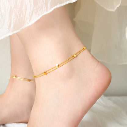 Wholesale Jewelry Simple Style Geometric Titanium Steel 18k Gold Plated Anklet