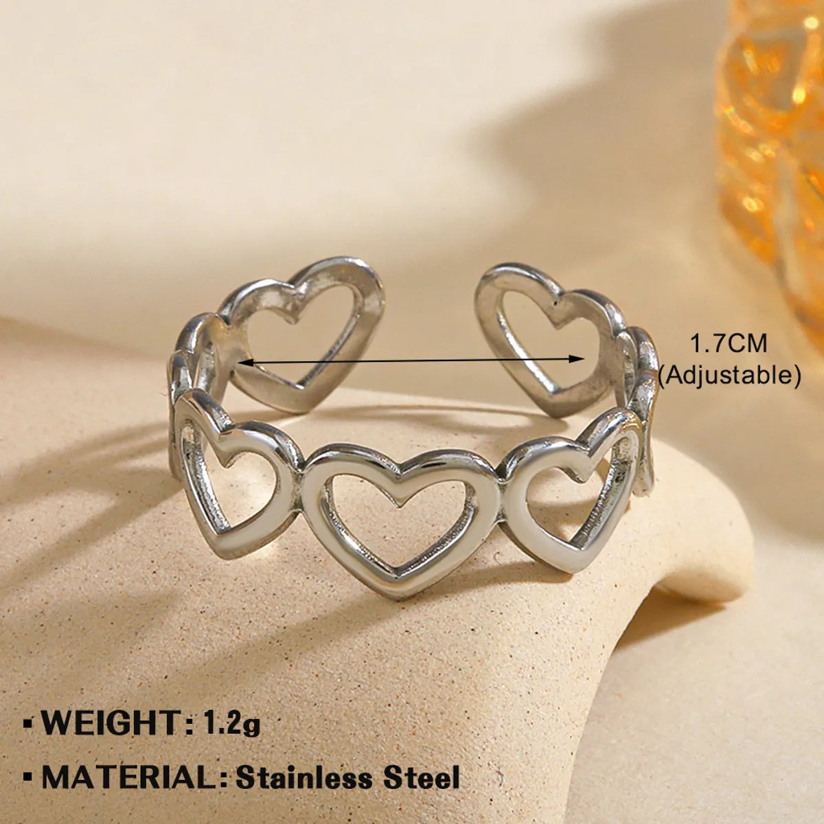 Wholesale Jewelry Simple Style Hand Heart Shape 304 Stainless Steel Plating Open Rings