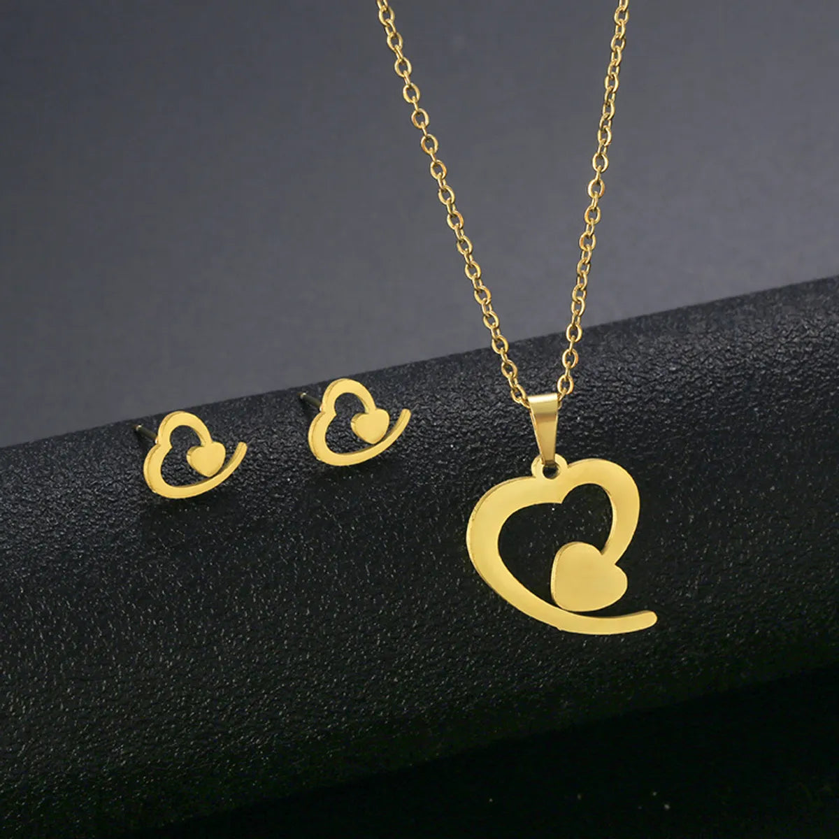 Wholesale Jewelry Simple Style Hand Smiley Face 304 Stainless Steel Chain Earrings Necklace