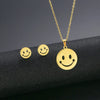 Wholesale Jewelry Simple Style Hand Smiley Face 304 Stainless Steel Chain Earrings Necklace