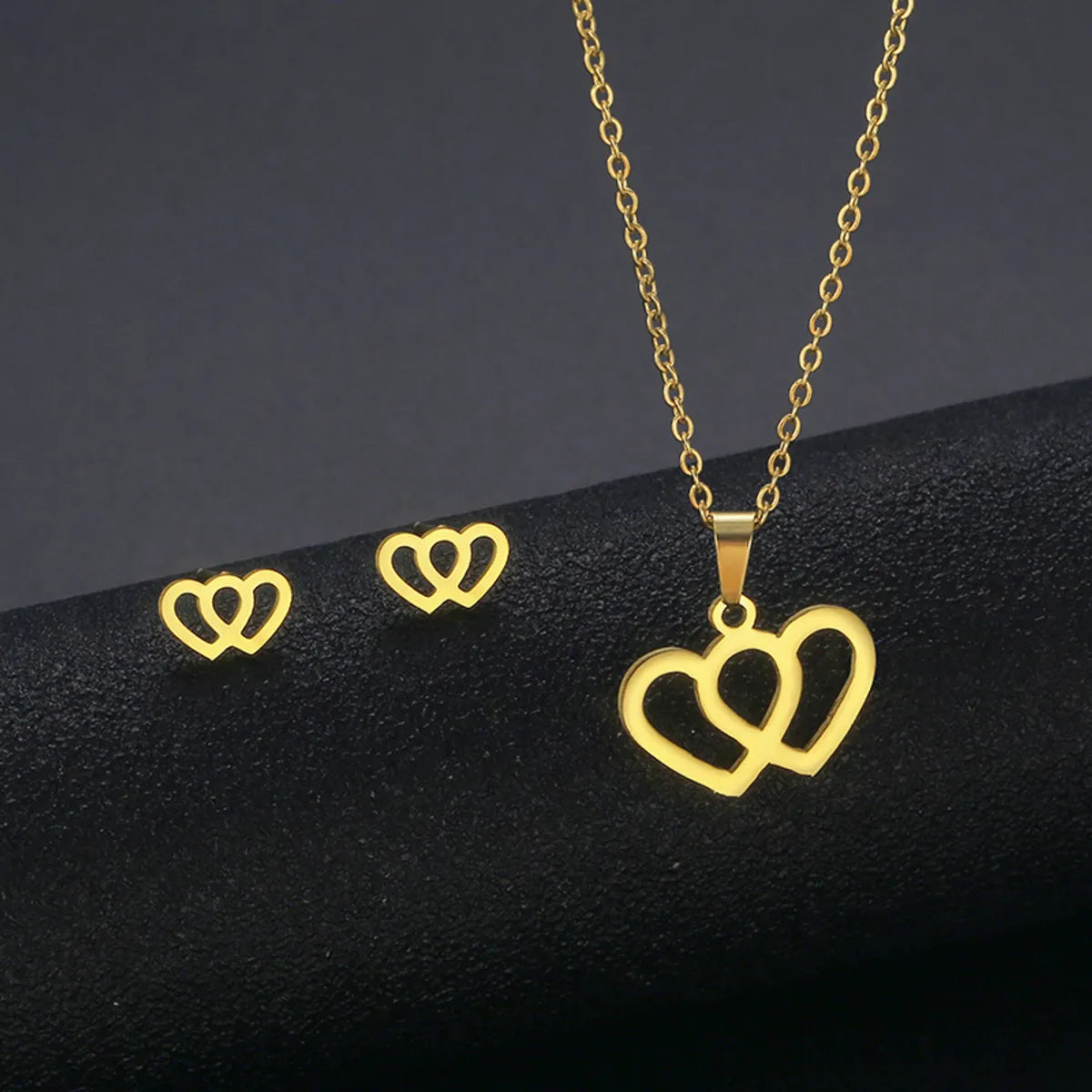 Wholesale Jewelry Simple Style Hand Smiley Face 304 Stainless Steel Chain Earrings Necklace