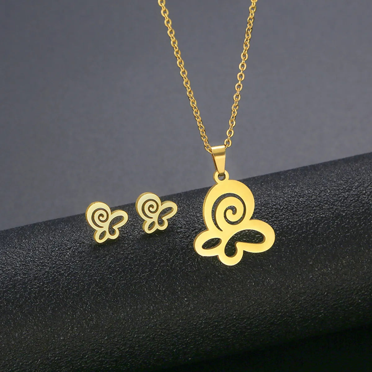 Wholesale Jewelry Simple Style Hand Smiley Face 304 Stainless Steel Chain Earrings Necklace