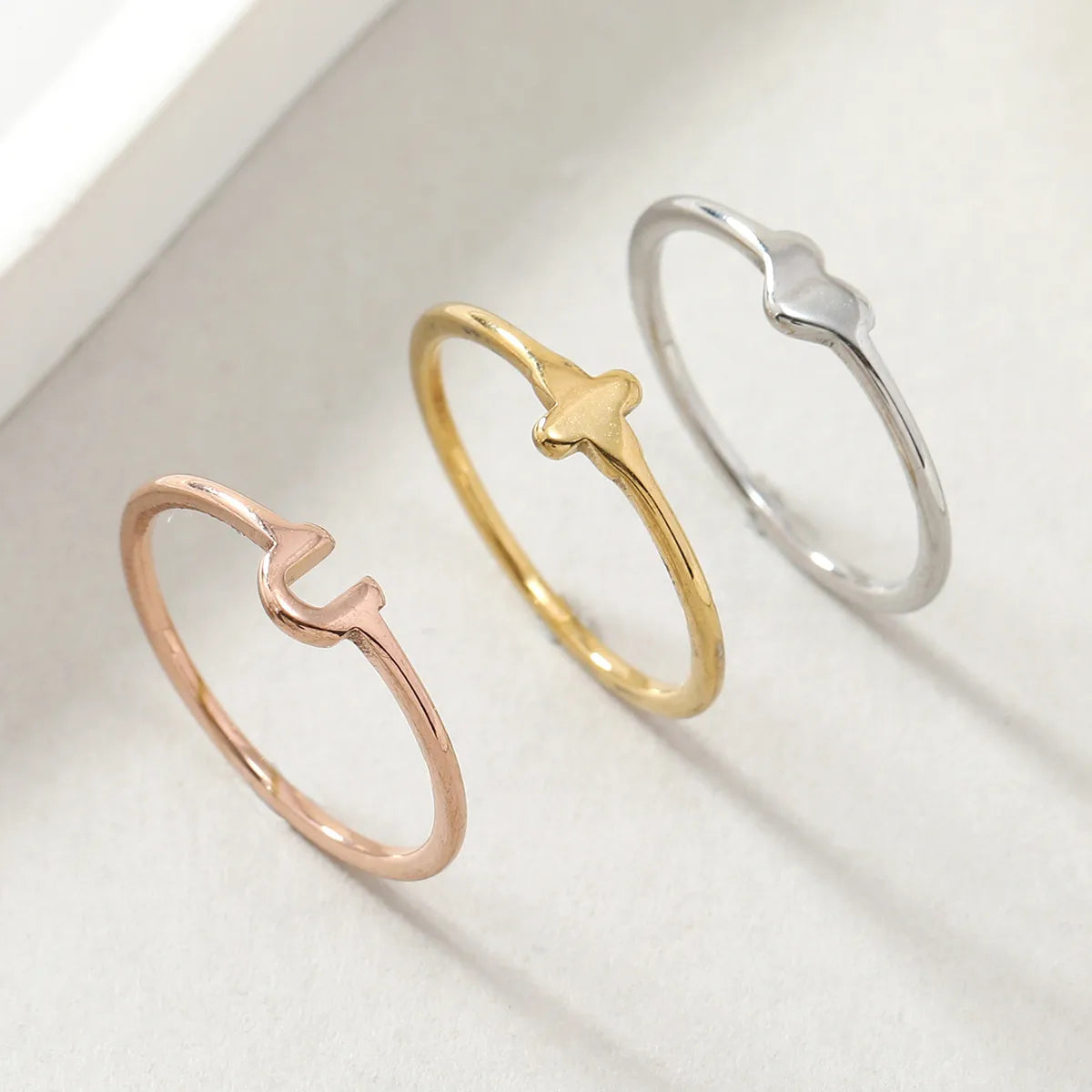 Wholesale Jewelry Simple Style Heart Shape 201 Stainless Steel Plating Rings