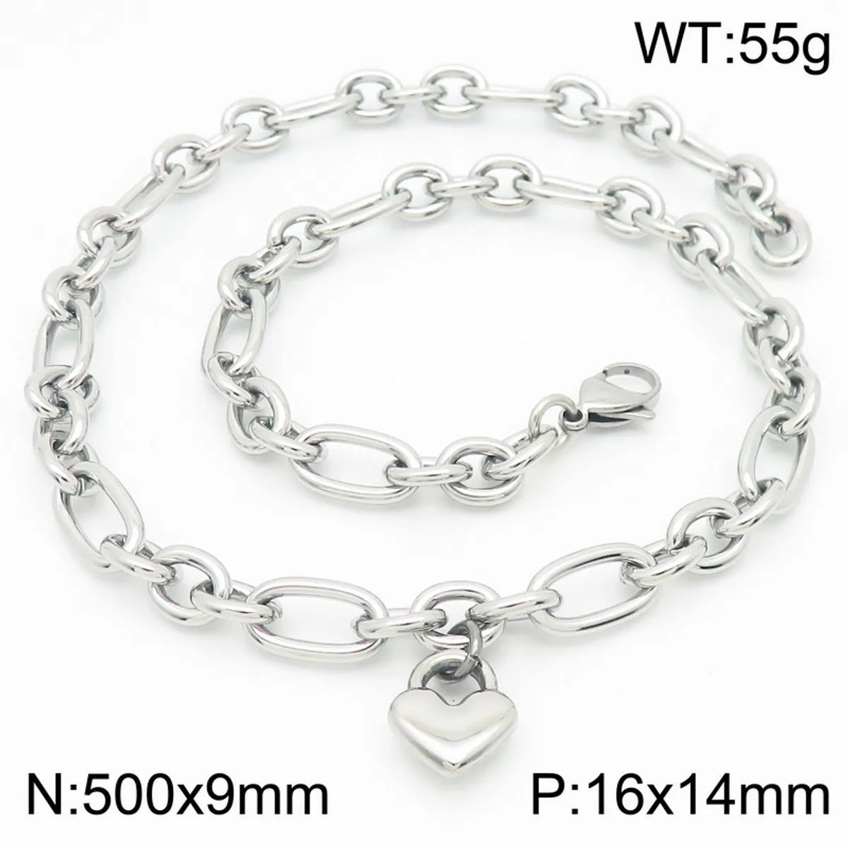 Wholesale Jewelry Simple Style Heart Shape 304 Stainless Steel 18K Gold Plated Bracelets Necklace