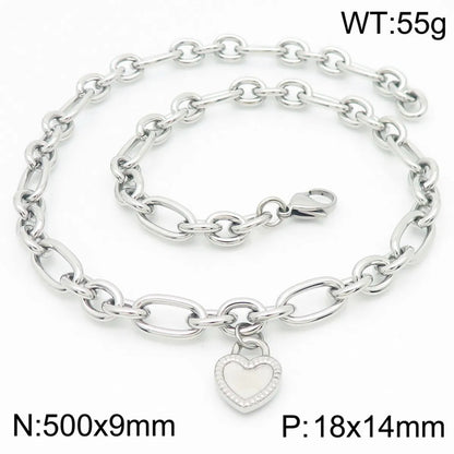 Wholesale Jewelry Simple Style Heart Shape 304 Stainless Steel 18K Gold Plated Bracelets Necklace