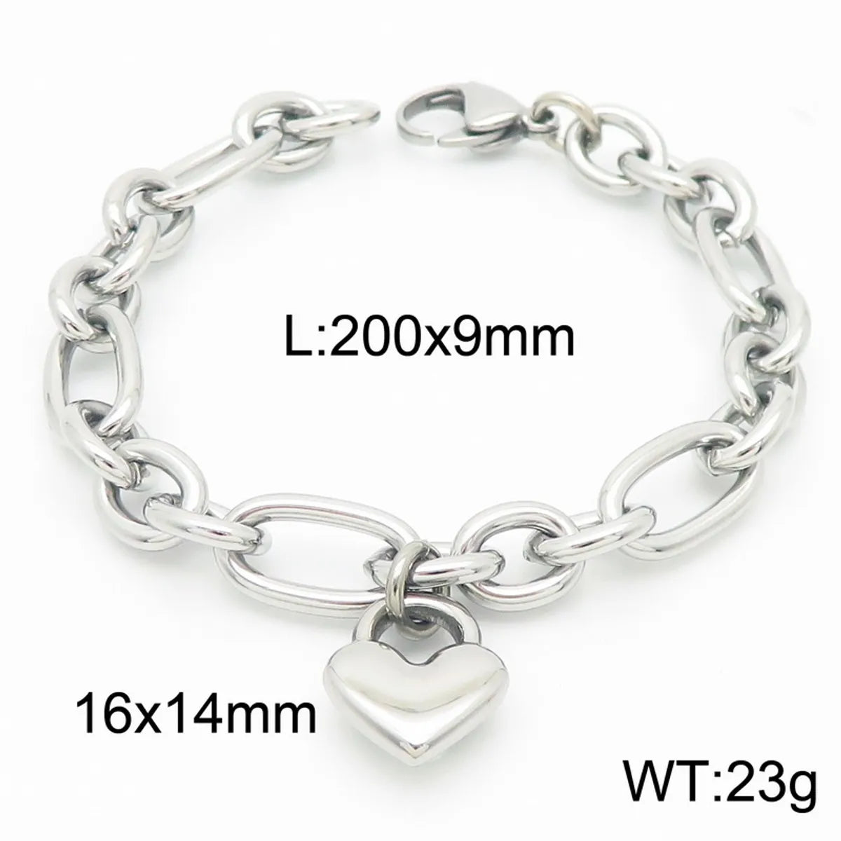 Wholesale Jewelry Simple Style Heart Shape 304 Stainless Steel 18K Gold Plated Bracelets Necklace