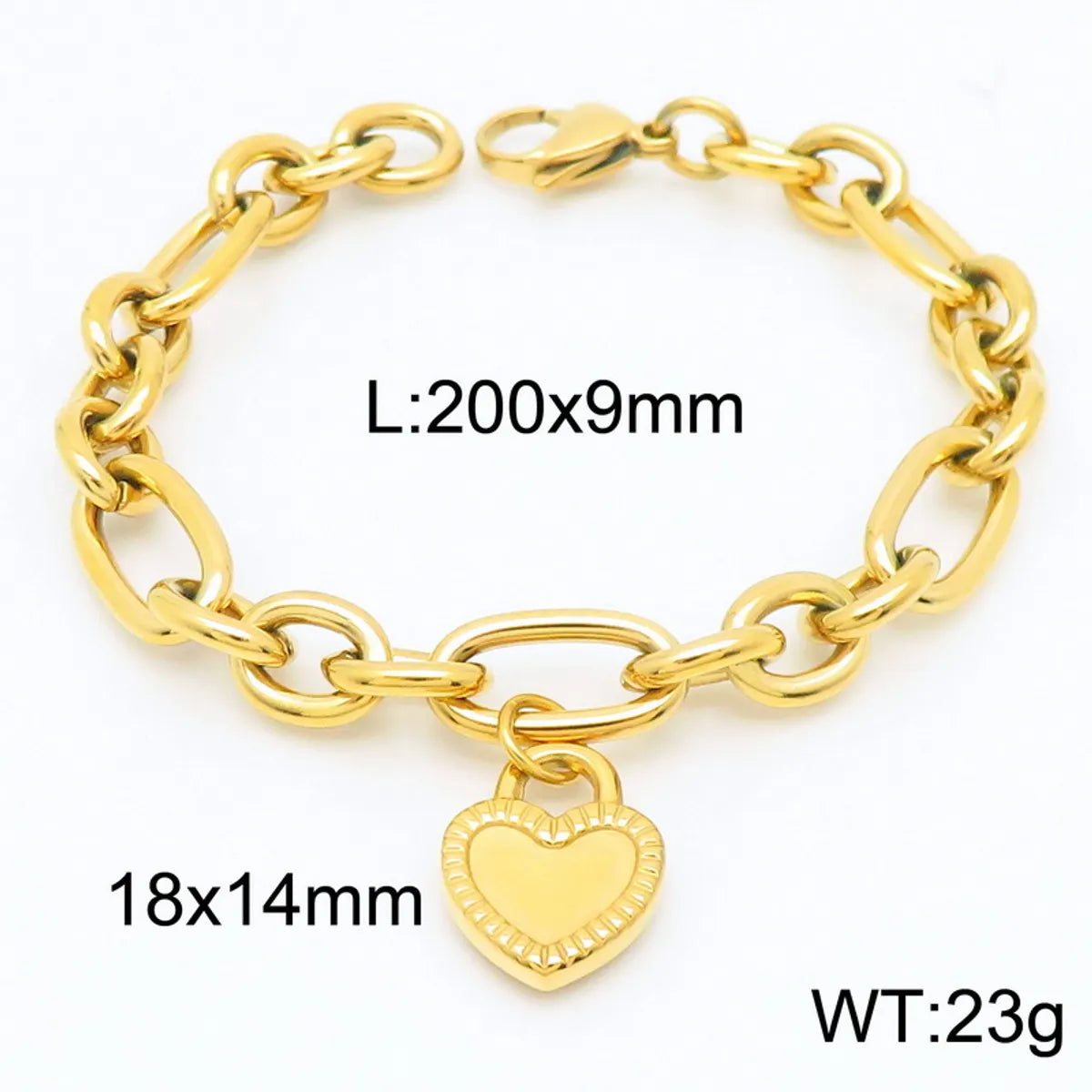 Wholesale Jewelry Simple Style Heart Shape 304 Stainless Steel 18K Gold Plated Bracelets Necklace