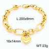 Wholesale Jewelry Simple Style Heart Shape 304 Stainless Steel 18K Gold Plated Bracelets Necklace