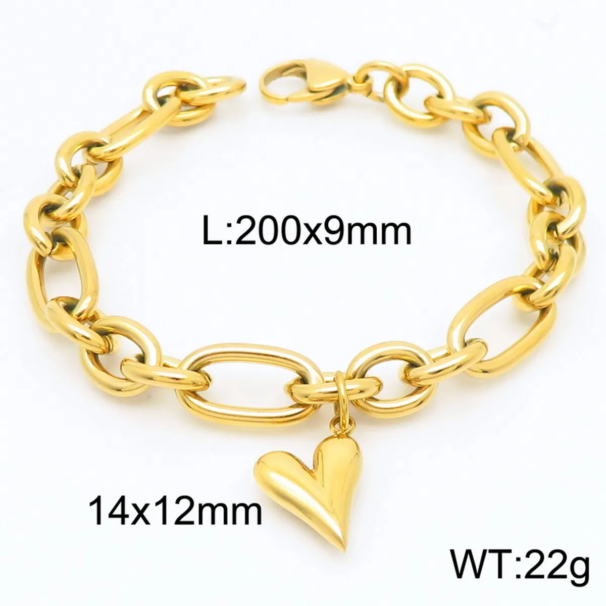 Wholesale Jewelry Simple Style Heart Shape 304 Stainless Steel 18K Gold Plated Bracelets Necklace