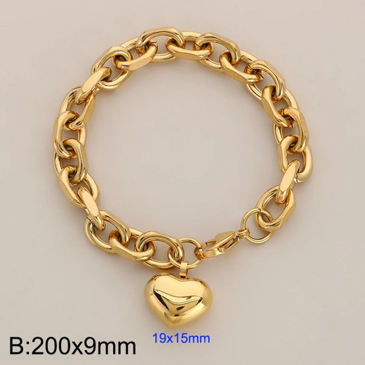 Wholesale Jewelry Simple Style Heart Shape 304 Stainless Steel 18K Gold Plated Bracelets Necklace