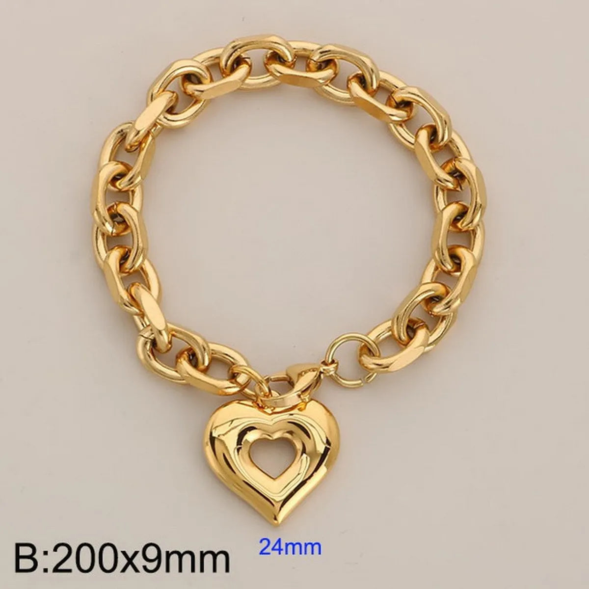 Wholesale Jewelry Simple Style Heart Shape 304 Stainless Steel 18K Gold Plated Bracelets Necklace