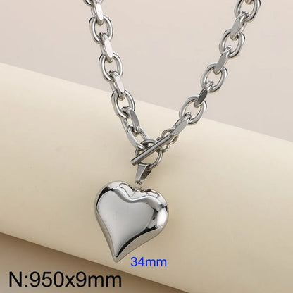 Wholesale Jewelry Simple Style Heart Shape 304 Stainless Steel 18K Gold Plated Bracelets Necklace