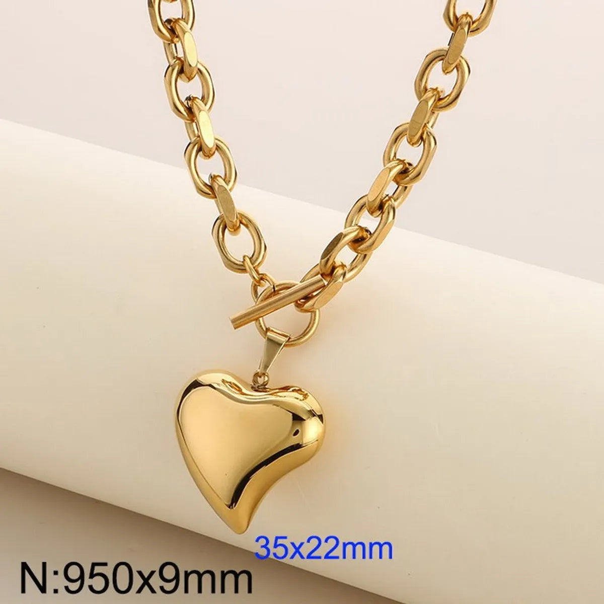 Wholesale Jewelry Simple Style Heart Shape 304 Stainless Steel 18K Gold Plated Bracelets Necklace