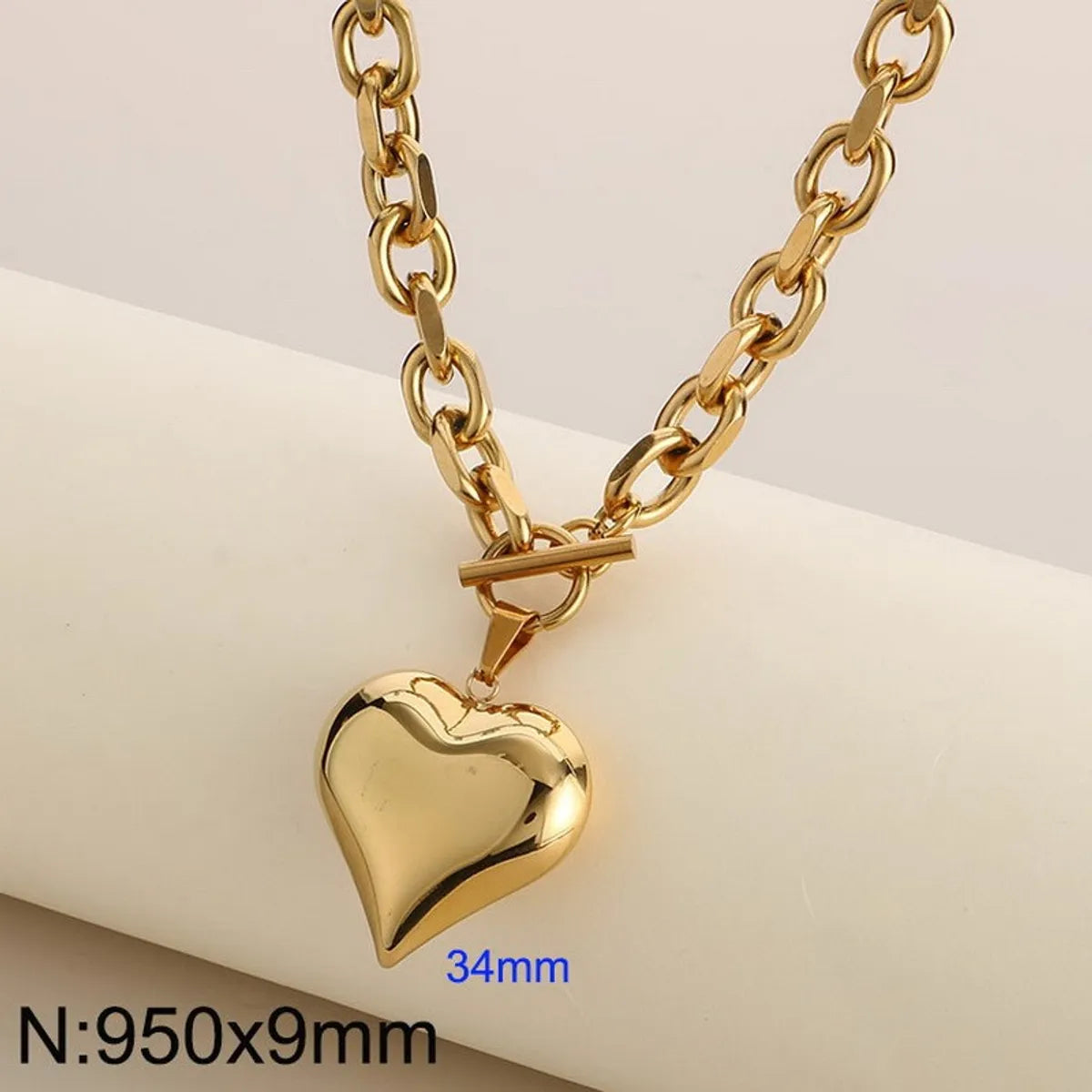 Wholesale Jewelry Simple Style Heart Shape 304 Stainless Steel 18K Gold Plated Bracelets Necklace