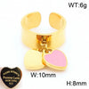 Wholesale Jewelry Simple Style Heart Shape 304 Stainless Steel 18K Gold Plated Epoxy Charm Rings Open Rings