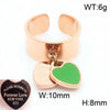 Wholesale Jewelry Simple Style Heart Shape 304 Stainless Steel 18K Gold Plated Epoxy Charm Rings Open Rings