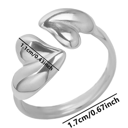 Wholesale Jewelry Simple Style Heart Shape 304 Stainless Steel 18K Gold Plated Polishing Open Rings