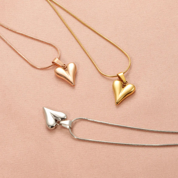 Wholesale Jewelry Simple Style Heart Shape 304 Stainless Steel Gold Plated Plating Pendant Necklace