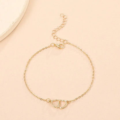 Wholesale Jewelry Simple Style Heart Shape Alloy 14k Gold Plated Anklet