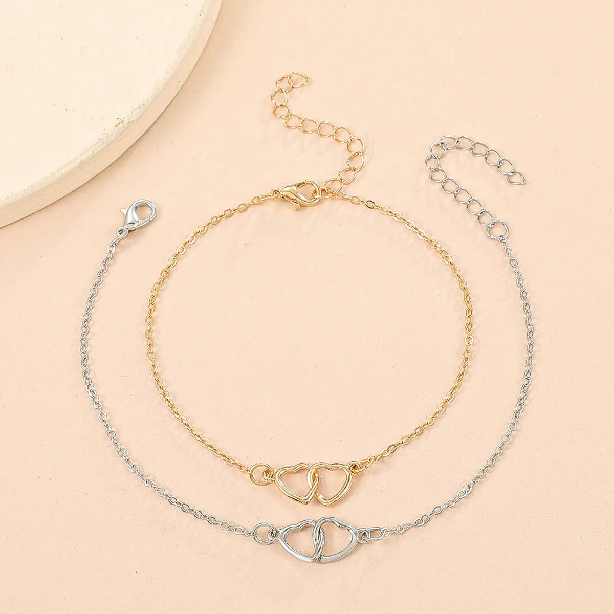 Wholesale Jewelry Simple Style Heart Shape Alloy 14k Gold Plated Anklet