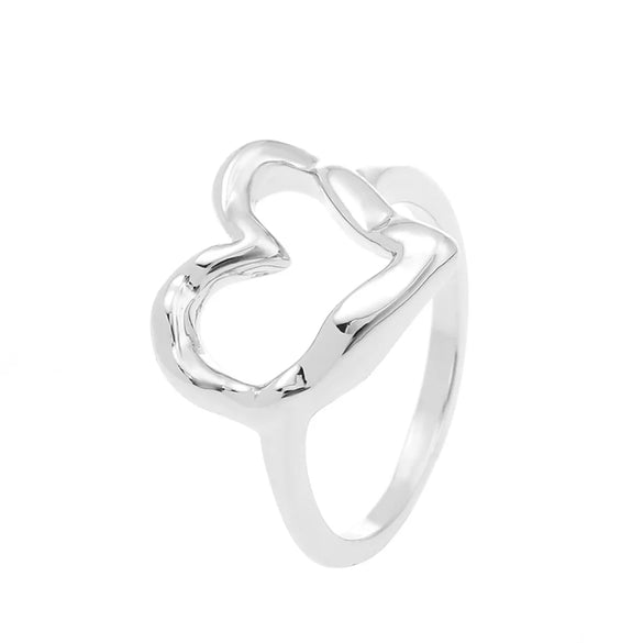 Wholesale Jewelry Simple Style Heart Shape Alloy 14k Gold Plated Hollow Out Open Ring