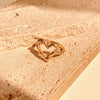 Wholesale Jewelry Simple Style Heart Shape Alloy 14k Gold Plated Hollow Out Open Ring