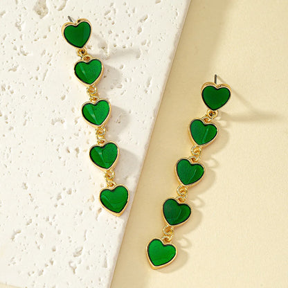 1 Pair Simple Style Heart Shape Enamel Alloy Drop Earrings Earrings