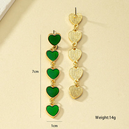 1 Pair Simple Style Heart Shape Enamel Alloy Drop Earrings Earrings