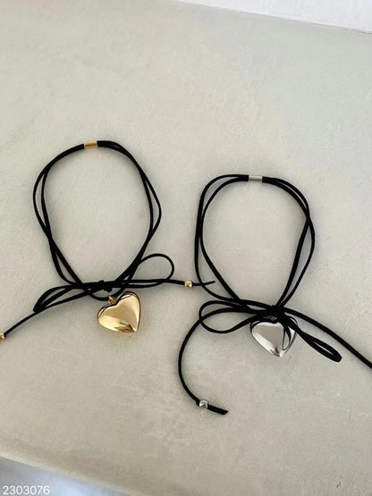 Wholesale Jewelry Simple Style Heart Shape Alloy Metal Pendant Necklace