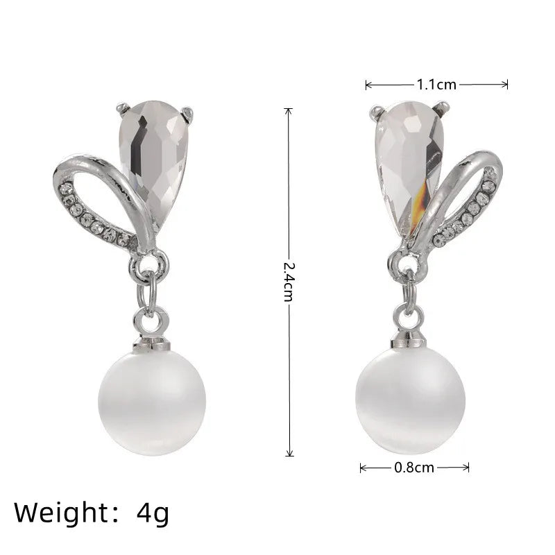 Wholesale Jewelry Simple Style Heart Shape Alloy Opal Zircon Plating Inlay Drop Earrings