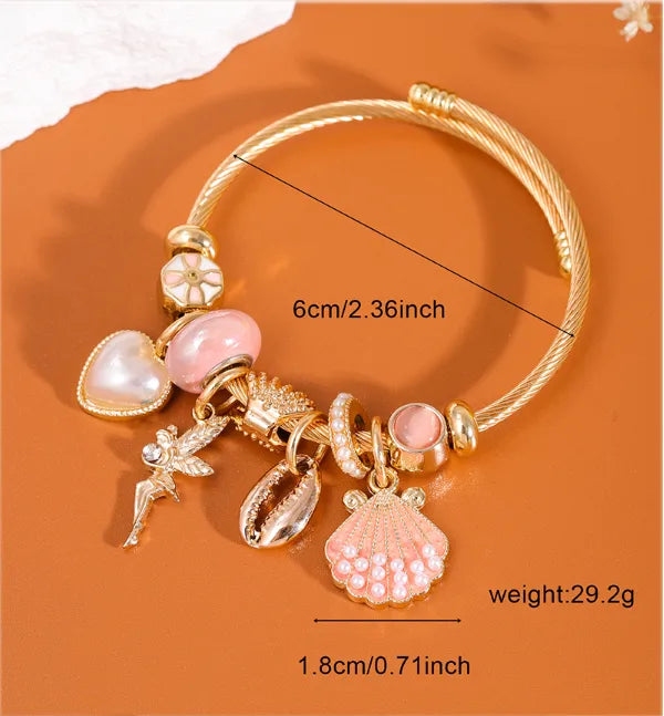 Wholesale Jewelry Simple Style Heart Shape Alloy Pearl Inlay Bangle