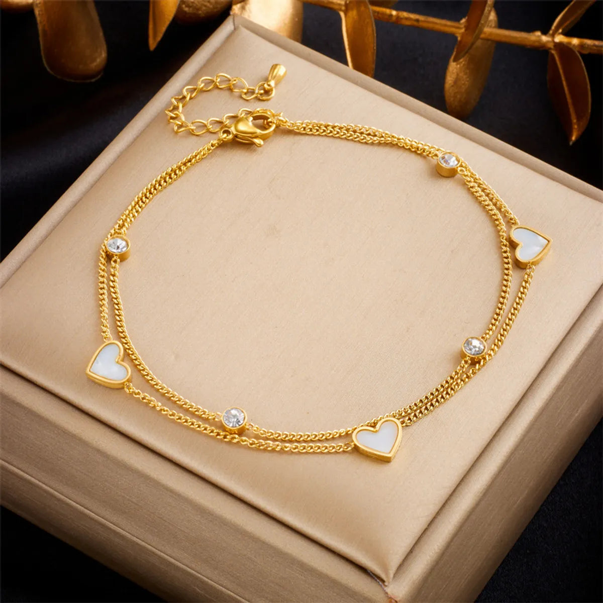 Wholesale Jewelry Simple Style Heart Shape Butterfly Titanium Steel Anklet