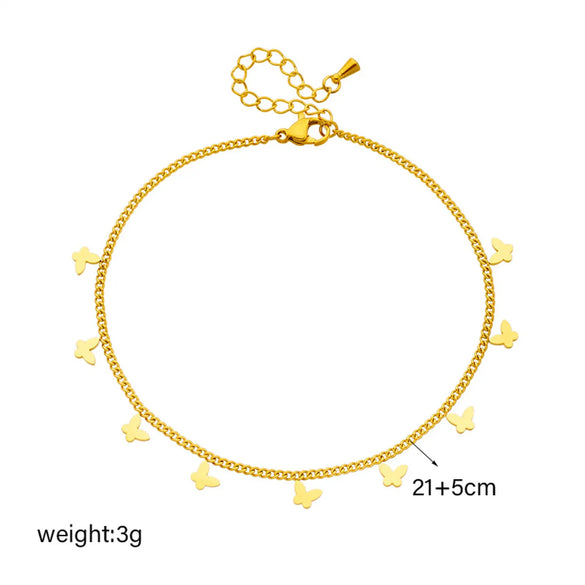 Wholesale Jewelry Simple Style Heart Shape Butterfly Titanium Steel Anklet