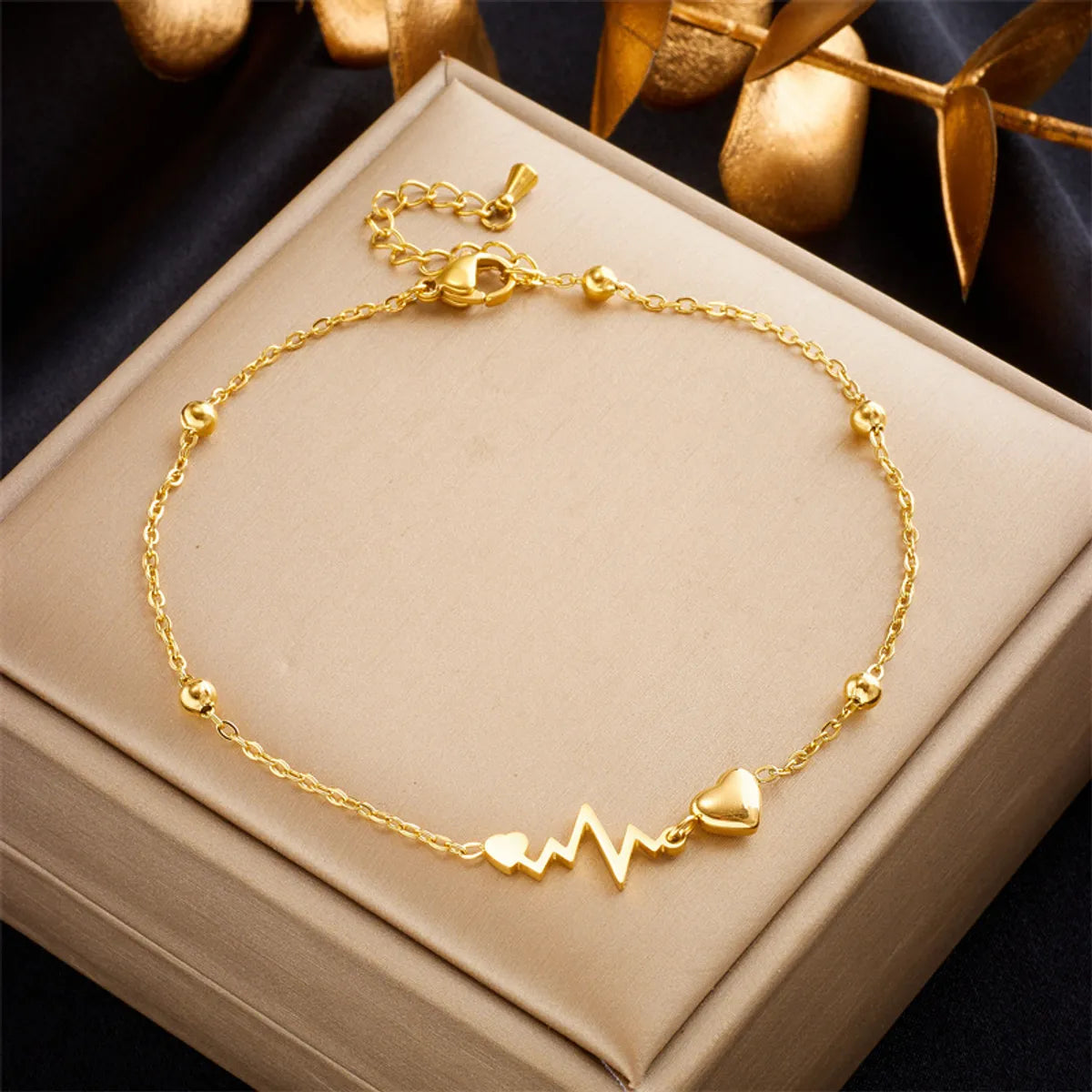 Wholesale Jewelry Simple Style Heart Shape Butterfly Titanium Steel Anklet