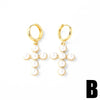 Wholesale Jewelry Simple Style Heart Shape Copper 18K Gold Plated Pearl Love Earrings For Women
