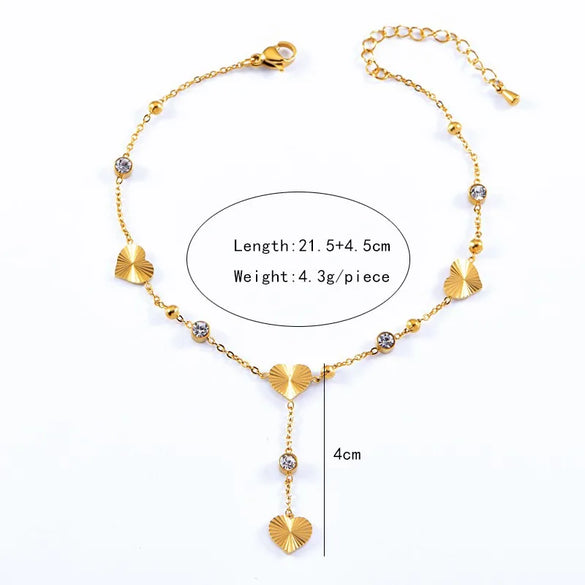 Wholesale Jewelry Simple Style Heart Shape Flower 304 Stainless Steel Anklet