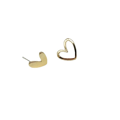 1 Pair Simple Style Heart Shape Plating Iron Ear Studs