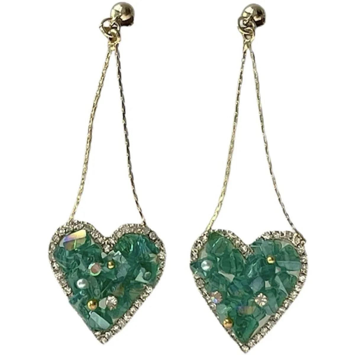 Wholesale Jewelry Simple Style Heart Shape Metal Crystal Inlay Drop Earrings