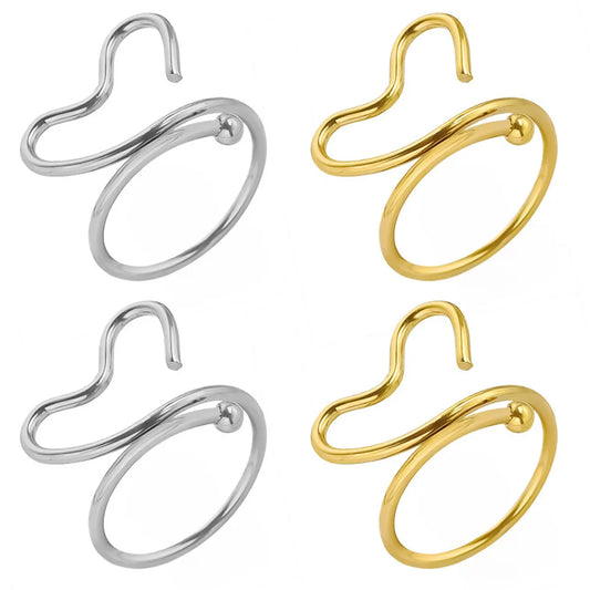 Wholesale Jewelry Simple Style Heart Shape Solid Color 304 Stainless Steel 18K Gold Plated Polishing Open Rings