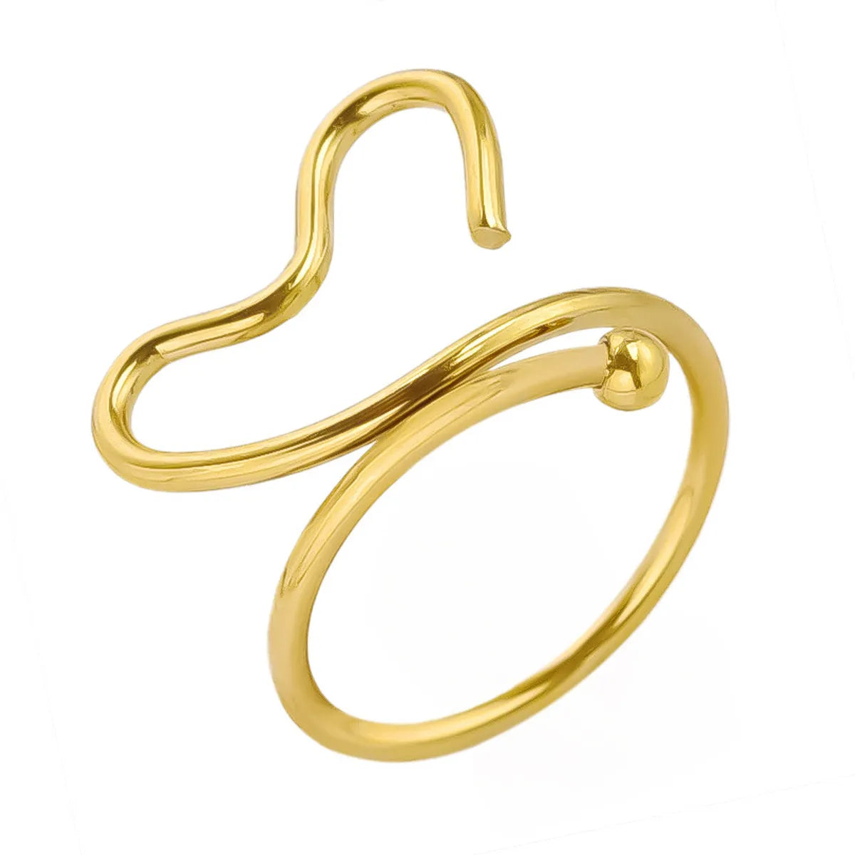 Wholesale Jewelry Simple Style Heart Shape Solid Color 304 Stainless Steel 18K Gold Plated Polishing Open Rings