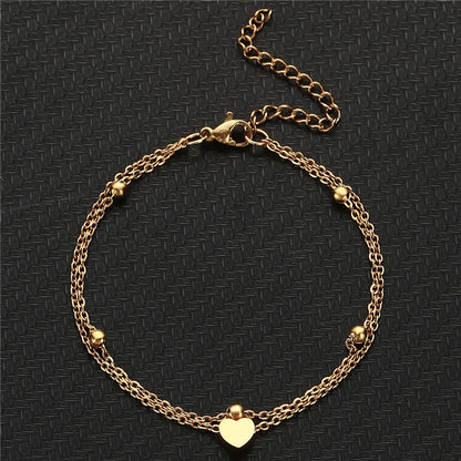 Wholesale Jewelry Simple Style Heart Shape Stainless Steel Anklet