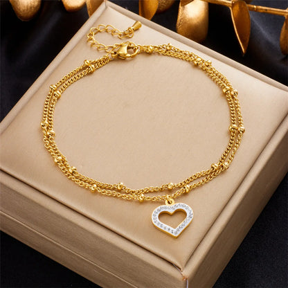 Wholesale Jewelry Simple Style Heart Shape Titanium Steel Anklet