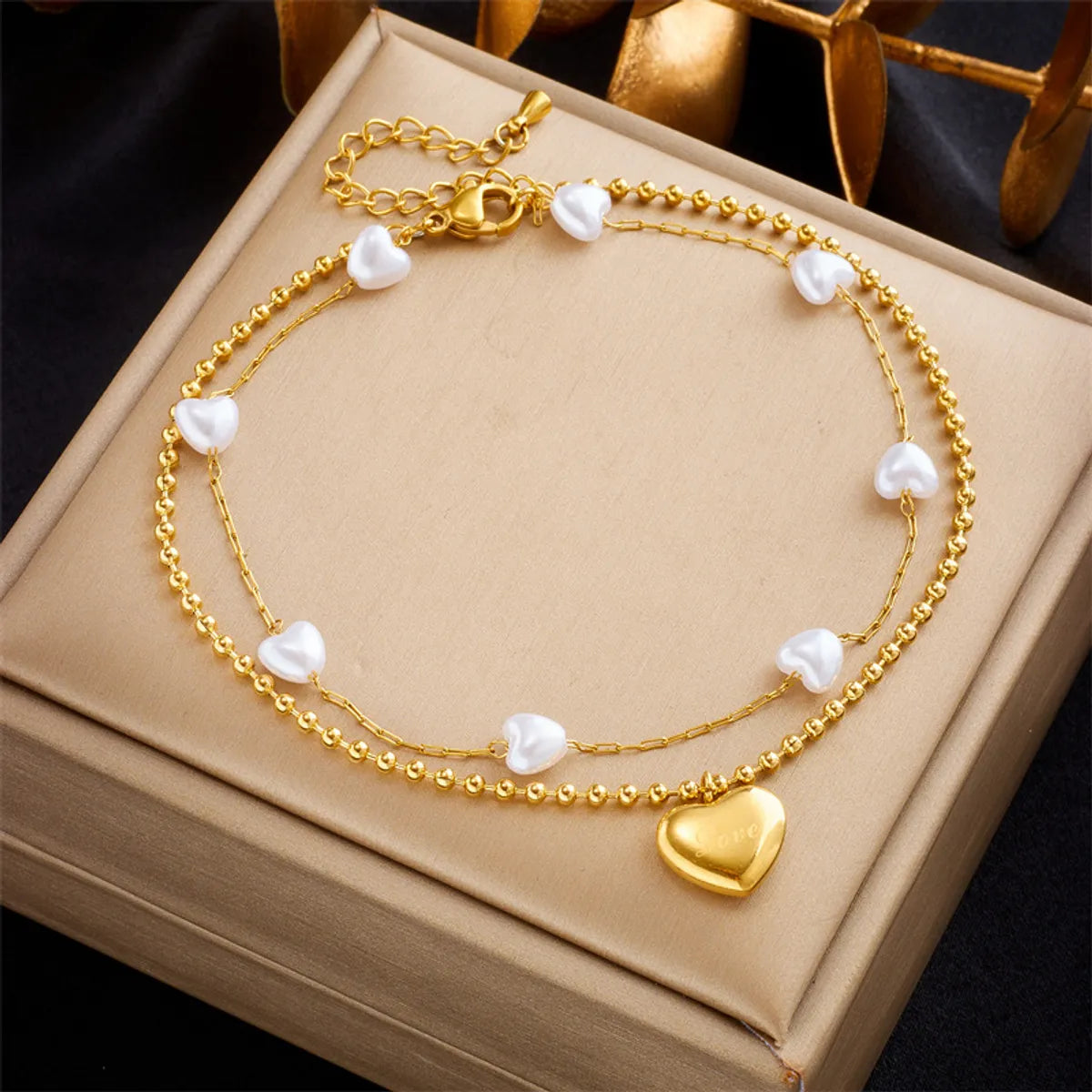 Wholesale Jewelry Simple Style Heart Shape Titanium Steel Anklet