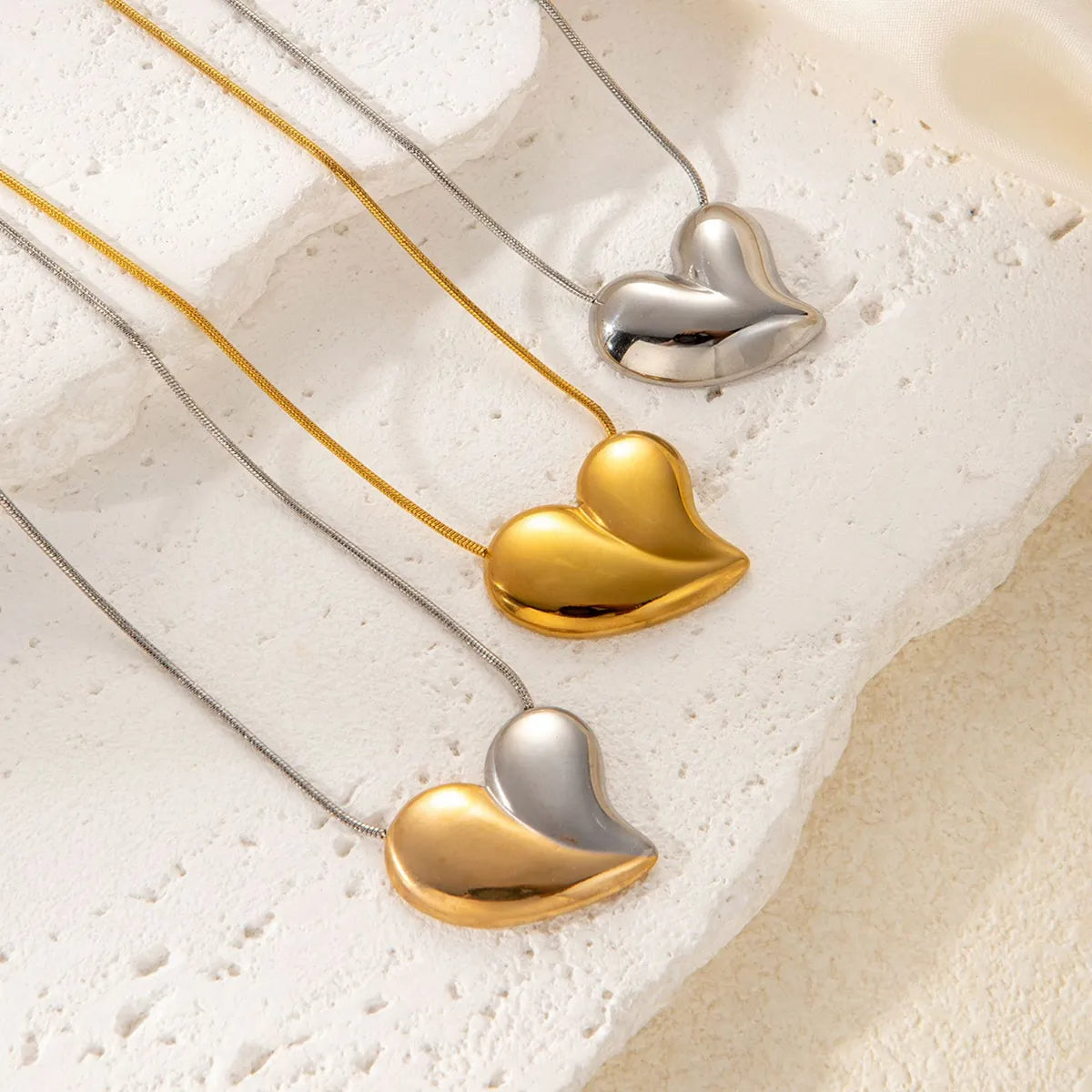 Wholesale Jewelry Simple Style Heart Shape Titanium Steel Jewelry Set