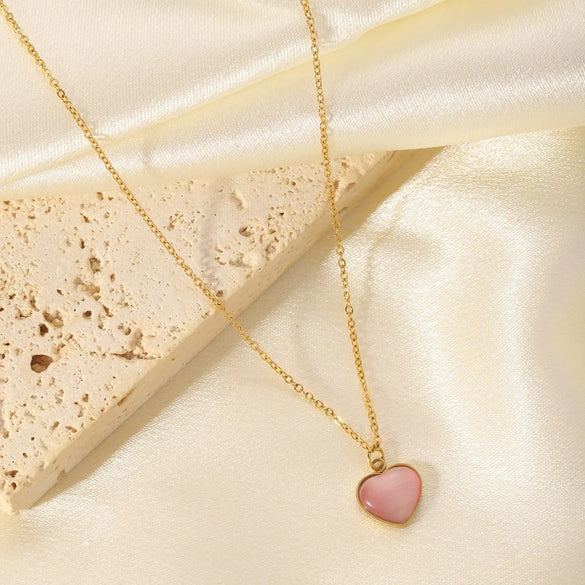 Wholesale Jewelry Simple Style Heart Shape Titanium Steel Pendant Necklace