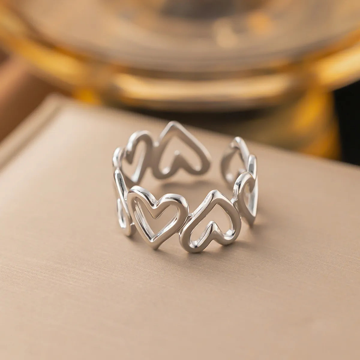 Wholesale Jewelry Simple Style Heart Shape Titanium Steel Plating Rings