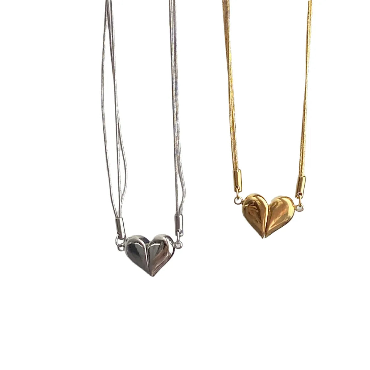 Wholesale Jewelry Simple Style Heart Shape Titanium Steel Polishing Pendant Necklace