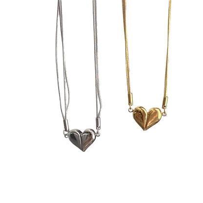 Wholesale Jewelry Simple Style Heart Shape Titanium Steel Polishing Pendant Necklace