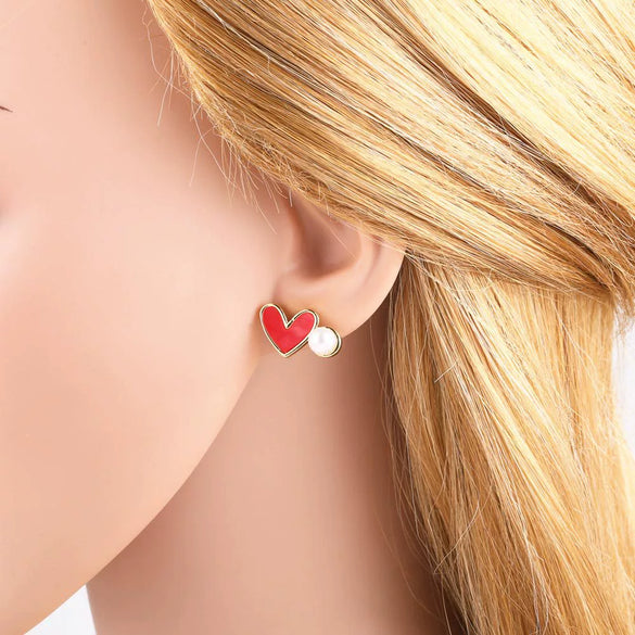Wholesale Jewelry Simple Style Heartshaped Copper Earrings With 18K Gold Plated Electroplating For Women