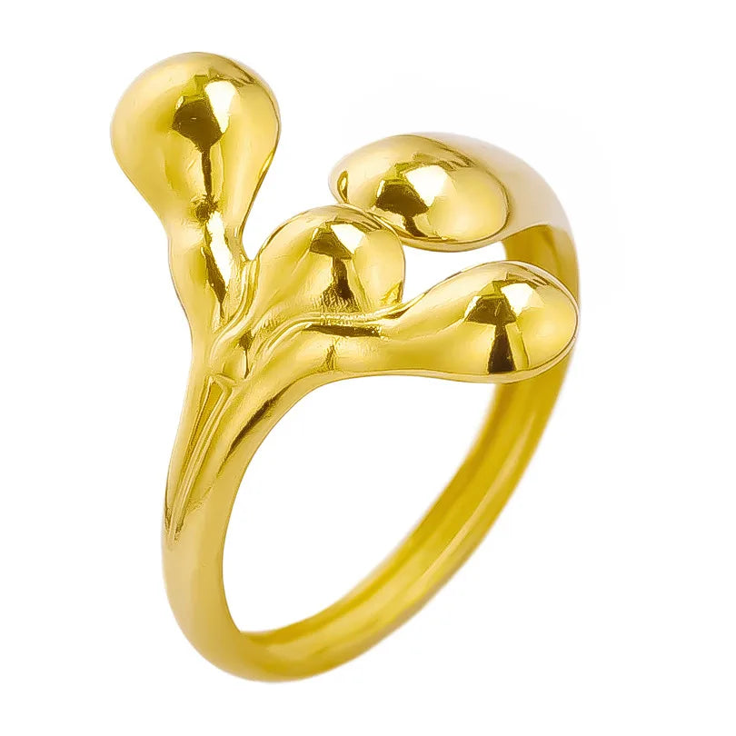 Wholesale Jewelry Simple Style Human Solid Color 304 Stainless Steel 18K Gold Plated Polishing Open Rings